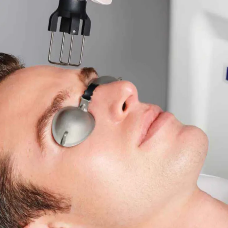 Laser treatment with eye protection