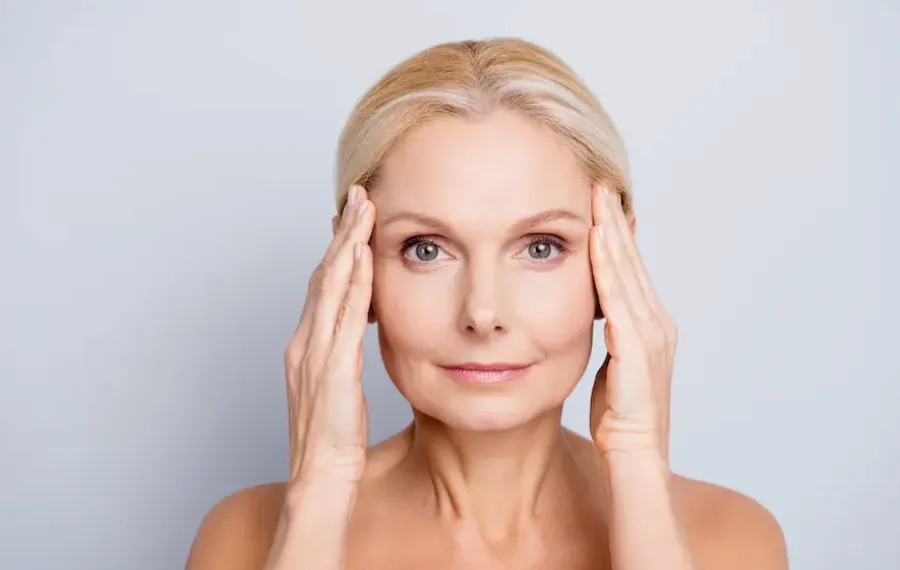 Client with natural, radiant skin